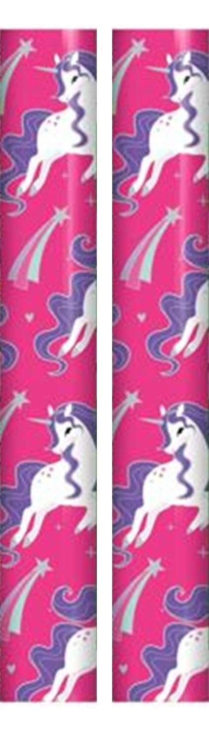 6m Children's Gift Wrapping Paper Roll 2x3m Birthday Unicorns Shooting Stars