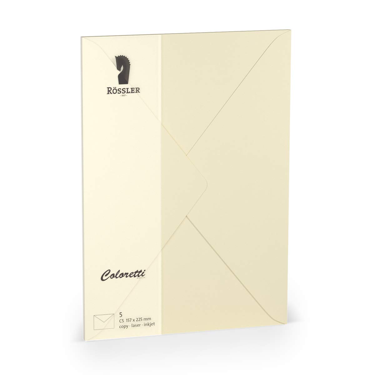 Rössler Coloretti envelopes, 80 g/m², C5, 5 Pieces Cream