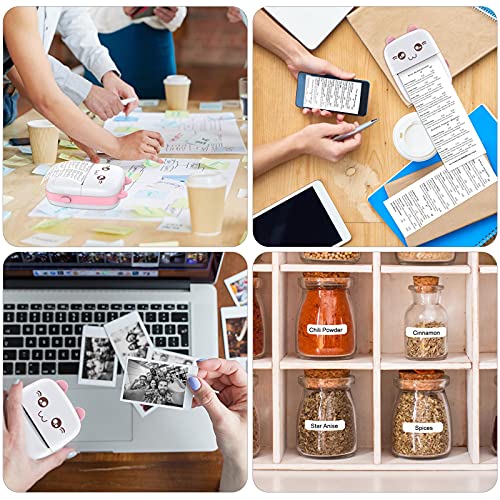Pocket Mini Printer, Bluetooth Wireless Mini Thermal Printer with Android or iOS APP for Pictures, Receipts, Notes, Lists, Messages, QR Codes Print, Portable Smart Printer,Pink