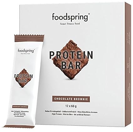 foodspring Protein Riegel Chocolate Brownie, 12er Pack Eiweißriegel ohne Zuckerzusatz, Hergestellt in zertifizierten Produkti