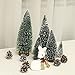 5 Pieces Artificial Mini Christmas Sisal Snow Frost Trees, Bottle Brush Trees Plastic Winter Snow Ornaments Tabletop Trees for Christmas Party Home Decoration