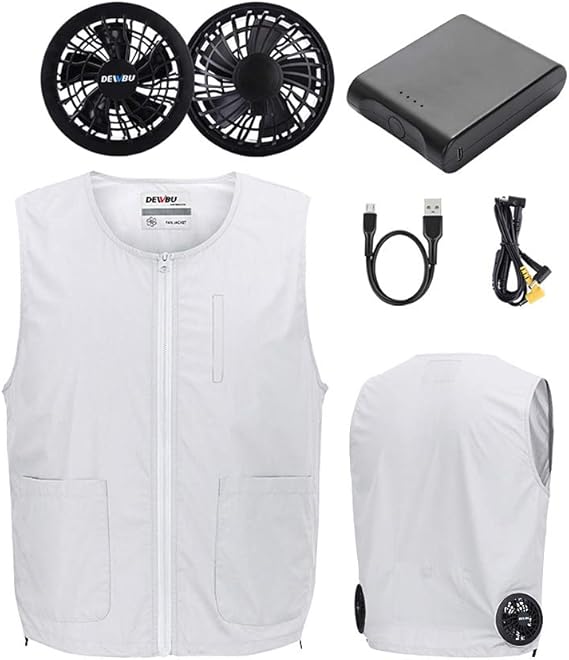 Amazon Co Jp Dewbu 空調作業服 ベスト ファン付き作業服 バッテリー付き ファン付き 作業着 軽量 扇風機 4段階調節 低騒音 最新型 男女兼用 グレーベスト Xl 服 ファッション小物