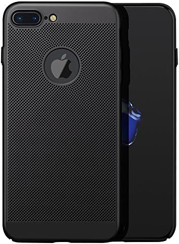 iPhone 7 Plus Case 5.5 inch Ultra Sim Super Thin Anti-fingerprint Heat Dissipation Holes Dual Layers Dustproof Scratch Resistant Anti-slip (black)