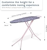 Minky Large Ironing Board Flamingo Pink 122 x 38cm 94cm High view 3