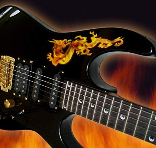 Inlay Sticker for Guitars & Bass - Real Fire Series - Dragon, RF-228DG, Red/Orange - Image 4