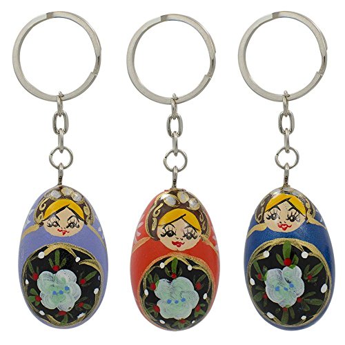 BestPysanky Set of 3 Metal Nesting Dolls Key Chains