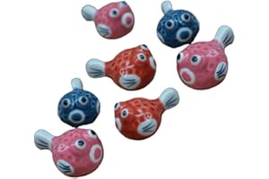 HOLIDYOYO 7pcs Fish Shaped Ceramics Chopsticks Stand and Spoon Holder for Dinner Table Random Color