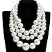 Fashion Resin Big Simulated Pearls Multi Strand 3 Layer Collar Evening Necklace