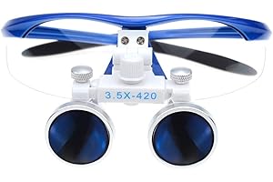 COSPNT 3.5X Binocular Ultralight Loupe Surgery Surgical Magnifier Medical Operation Loupe Glasses for Surgery Angle Adjustable (Blue)