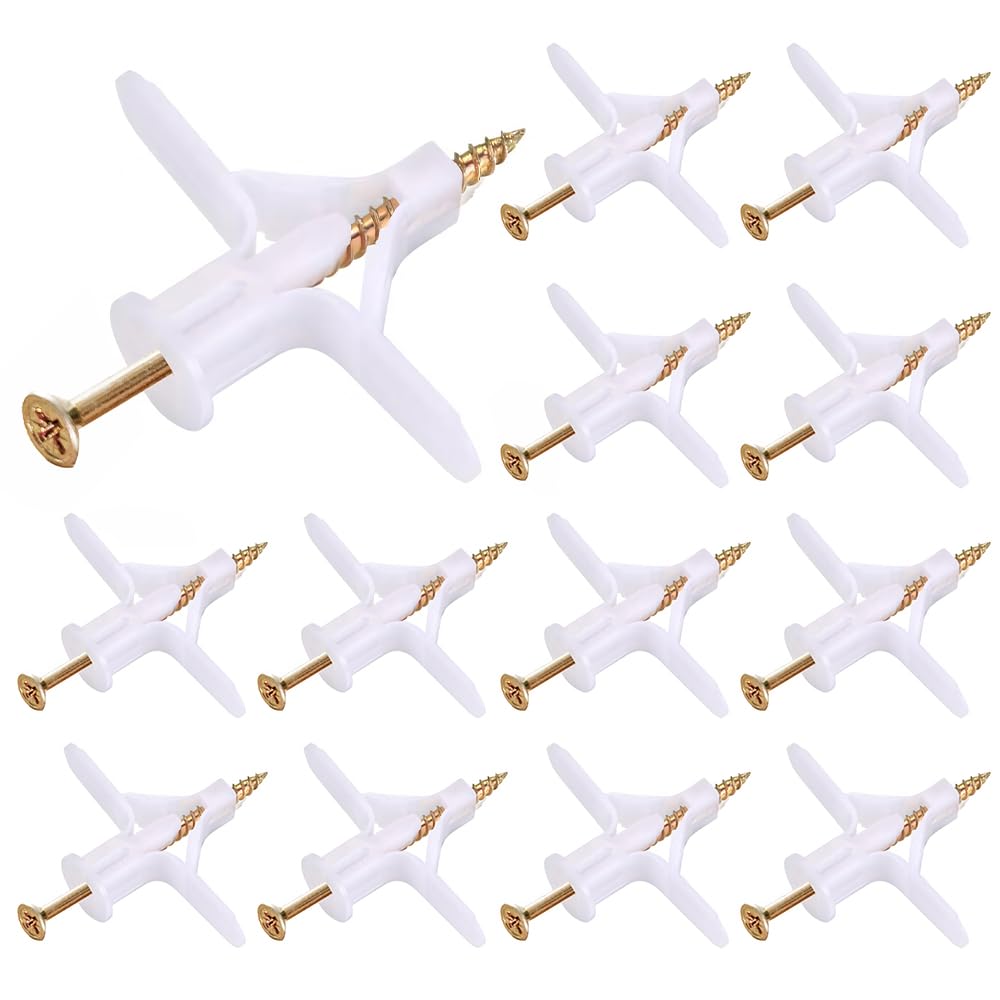 100 Plasterboard Fixings Plaster Board Screws and Wall Plugs Set 50 Anchor 50 Screws Drywall Anchor Heavy Duty Expansion Tube Drywall Plugs Plasterboard Fixings Heavy Duty for TV Wall Brackets （Small）