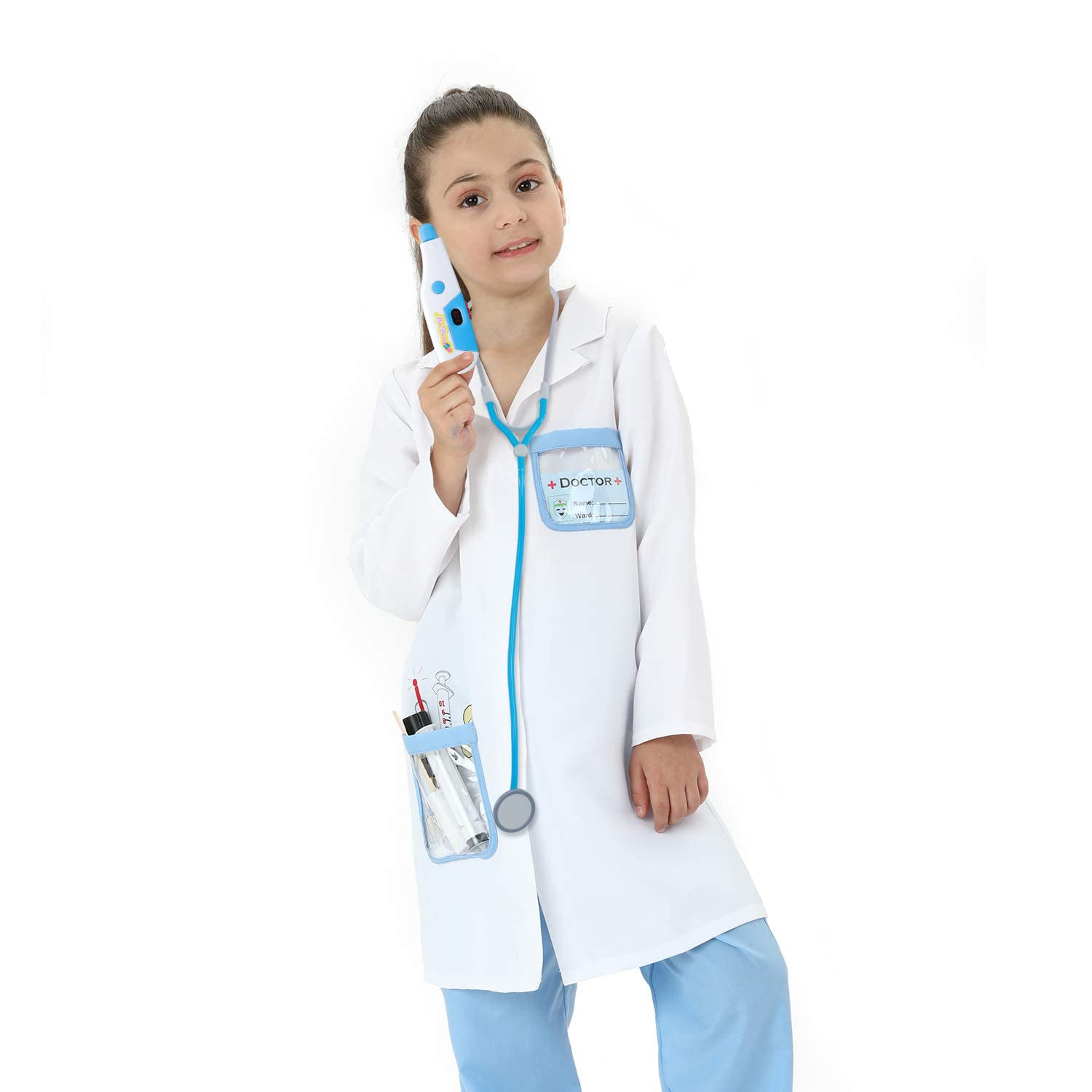 Sincere Party Kids Unisex Doctor Role Play Costume Doctor Fancy Dress Up Playsets Style B 7-9years