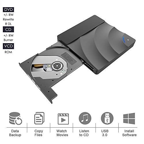 External CD DVD Drive VersionTech USB 3.0 Ultra Slim Portable Burner Optical CD+/-RW DVD +/-RW Superdrive for Apple Mac Macbook Pro Air iMac and laptop, Support M-DISC-Black - Thumbnail 2