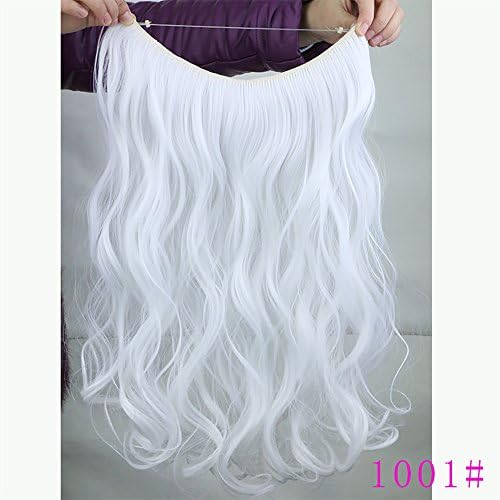 Manwu Hide Halo Hair Extensions Curly Flip in Hair Extension Synthetic Women's Hairpieces 18inch 80g 1001# White
