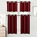 NICETOWN Short Curtains for Bedroom, Blackout Small Window Valances - Pair of Thermal Insulated Eyelet Top Plain Blackout Tier Curtains (42 Width x 24 inches Length 1.2 inches Header, Burgundy)