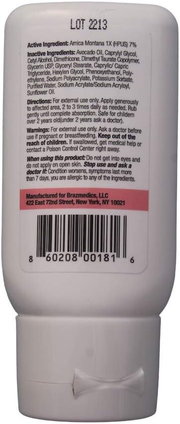 brazzoMD Arnica Cream, 2 Ounces, Plastic Surgeon Developed Eye Face Hand and Body Cream, Homeopathic Natural Remedy to Relieve Pain, Swelling, Bruising and Inflammation: Health & Personal Care