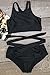 Cupshe Fashion Women's Solid Color High Waist Tank Bikini Set,Black,(XL)