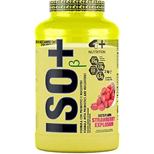 4+ NUTRITION ISO + with probiotics 1 Pack whey Protein Isolate whey Protein Muscle Building Protein Powder (Strawberry Explosion, 2000g)