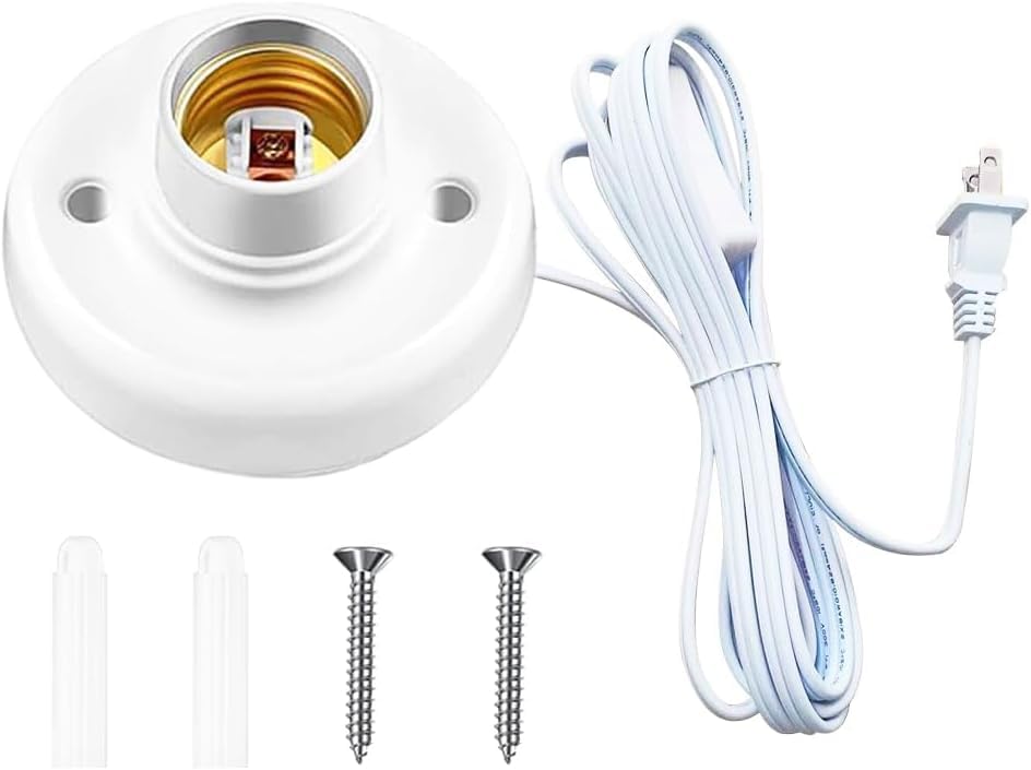 Photo 1 of 15ft Light Bulb Socket with Cord,Light Socket,E26/ E27 Lamp Base Desktop Cord On/Off Switch Hanging,Light Bulb Socket,Light Socket with Cord