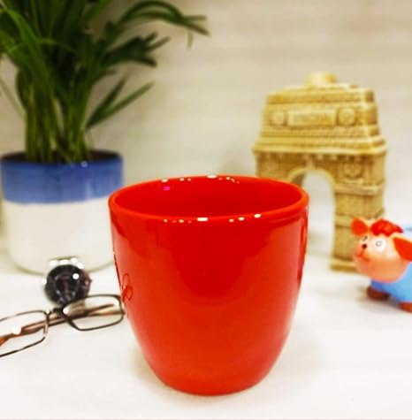 Exotic Green Solid Red Ceramic Pottery, Planter Bowls, Plant Container, Red Pot Size 5.5