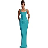Ouyisha Satin Mermaid Prom Dress with Corset Women Spaghetti Straps Ruched Maxi Formal Evening Dress 2026