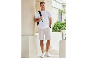 Men's Casual Shorts Cotton Elastic Waist Drawstring Shorts Lightweight Summer Beach Shorts