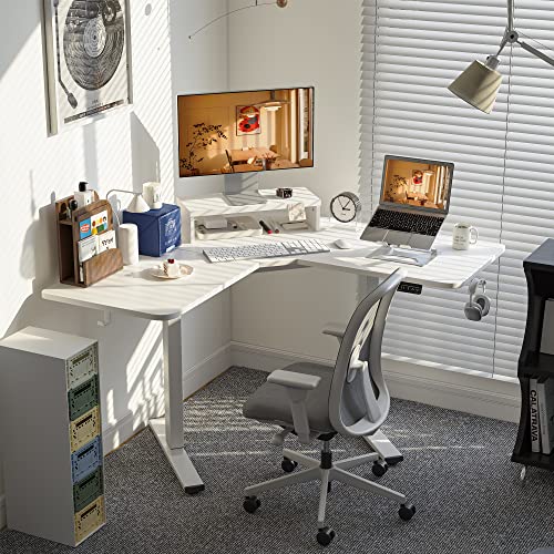 FEZIBO L Shaped Electric Standing Desk, 48 Inches Height Adjustable