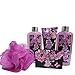 Relaxing Bath Spa Kit For Men, Women and Teens, Gift Set Bath And Body Works- Natural Orchid Aromatherapy Spa Gift Basket Includes Shower Gel, Bubble Bath, Body Lotion, Bath Salt, and Bath Puff