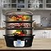 COSTWAY Food Steamer Vegetable Steamer 3 Tier Stackable Baskets 20 Quart Capacity 1000W Fast Heat-Up Timing, Automatic Shut Off, Appointment Electric Pot Cooker w/Food Tray