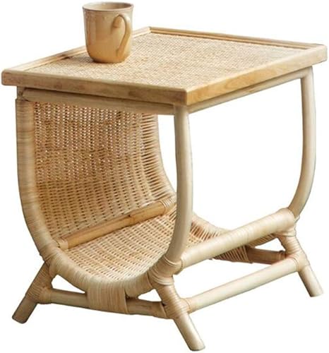 Amazon Virod 高足で無垢材の籐サイドテーブル 手作り 小さなコーヒーテーブル ベッドサイドテーブル スーパー狭い机 Color A Size 14 76 18 17 71in サイドテーブル オンライン通販