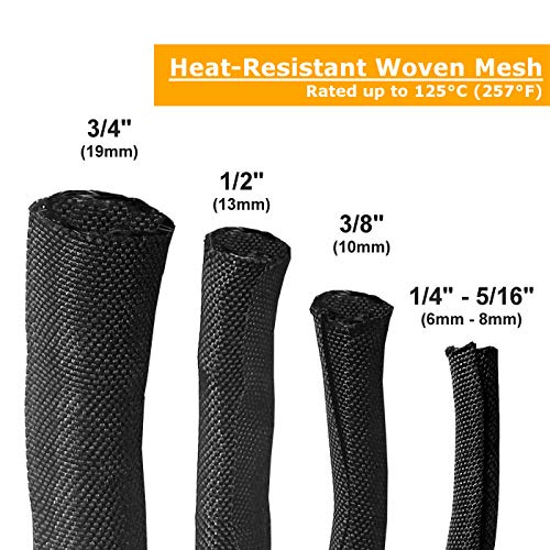 MGI SpeedWare Split-Sleeve Wire Loom, Woven Mesh 25 feet - 3/8" (10mm) - Thumbnail 2