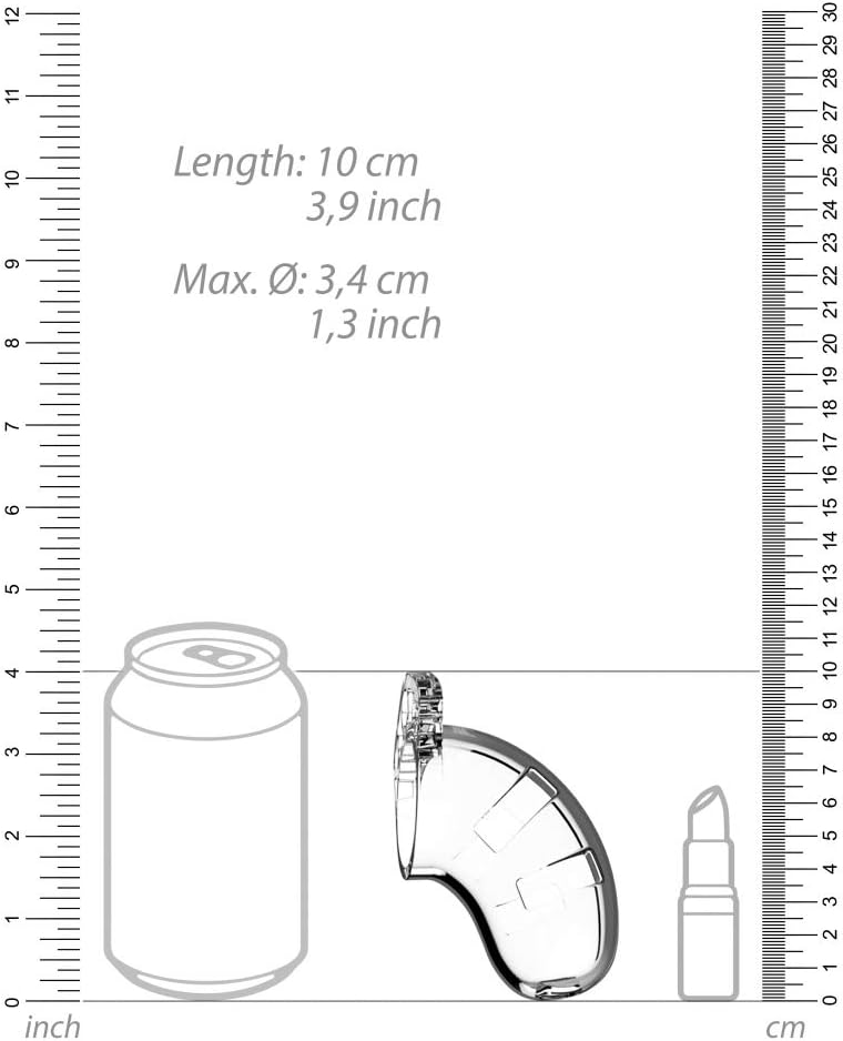 SHOTS Model 15 - Chastity - 3.5" - Cage with Silicone Urethal Sounding, MCG015TRA, Transparent - Image 4