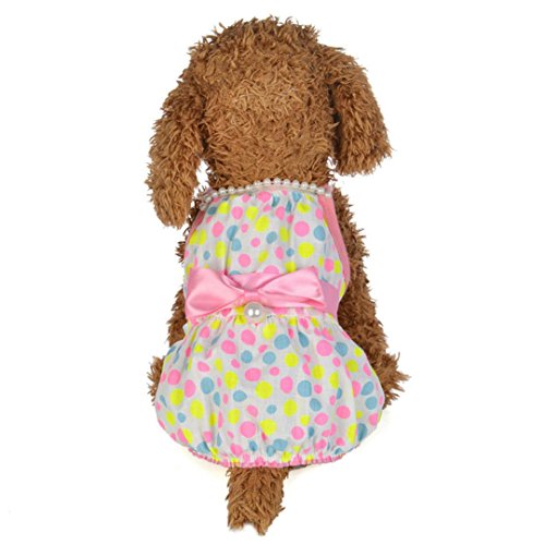 Puppy Dress, OOEOO Summer Cute Puppy Apparel Pearl Sling Dresses Small Dog Cat Costume Pet Clothes (Pink, XL)