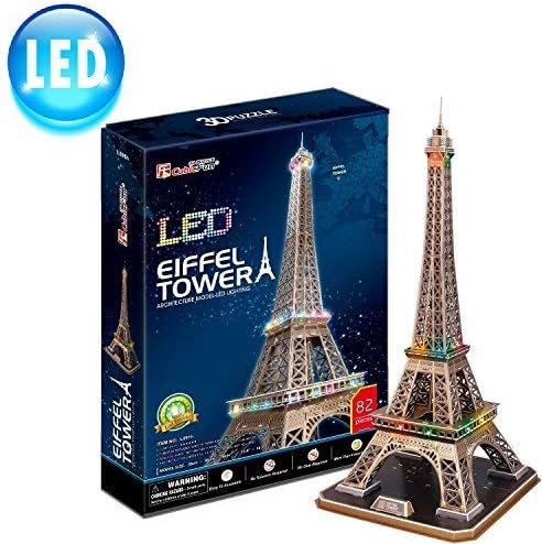 The Best Eiffel Tower 3D Puzzle for Kids & Adults - A Perfect Beautiful & Special Gift - LED Rainbow Lights - Fun & Easy to Assemble - No Glue or Scissors Required Yet Sturdy - Guaranteed - 82 piece