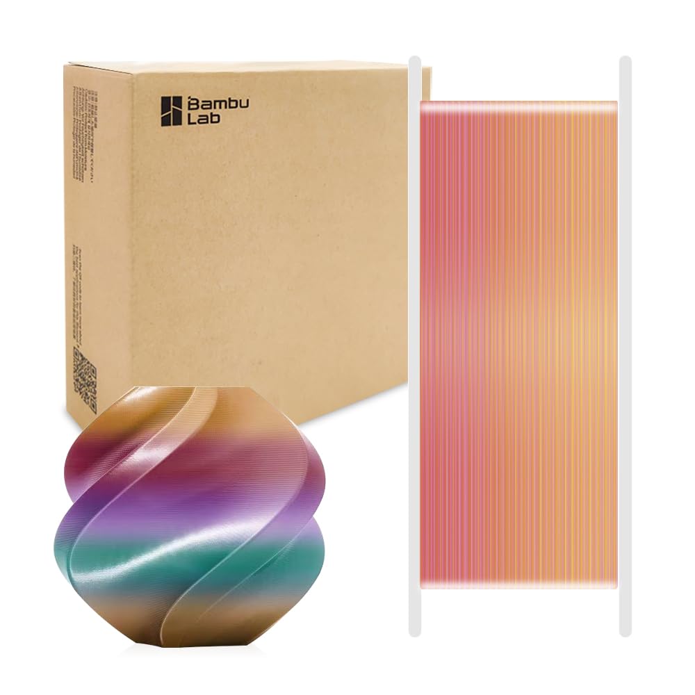Photo 1 of ***Item Is Black, Stock Photo Does Not Match*** Bamboo Lab PLA Silk Multi-Color 3D Printer Filament 1.75mm for Bambu Lab X1/X1C/P1P/P1S/AMS, Silk Shiny Multi Color PLA 1KG Easy Printing & Eco Friendly with RFI (Not Recommend for A1 Series)