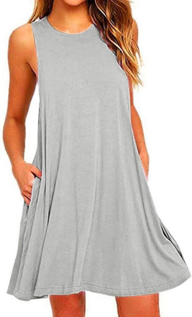 Yubusiness Women's Summer Casual Swing T-Shirt Dresses Beach Cover up with Pockets with