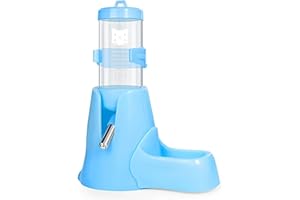 REBECCA ONLINE Blue Hamster Water Bottle with Stand Water Bottle with Food Container Base Automatic Bottle Dispenser for Dwarf Hamster Gerbil Small Animals