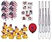 109 Piece Mega Patriotic Toy Novelty Assortment; 72 Glitter Patriotic Temporary Tattoos; 12 Patriotic Rubber Ducks; 12 Patriotic Paper Fans; 12 33