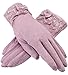Women Driving Sunscreen Slip Gloves Cotton Gloves Breathable Lace Bow (One size, Purple)