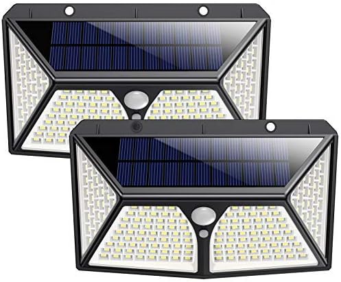 Solar Lights Outdoor 180 LED ,Yacikos 2000LM Super Bright Security Lights 270°Wide Angle Motion Sensor Lights Wireless IP65 Waterproof Wall Night Light with 3 Modes for Fence Garage Step Stair(2 Pack)