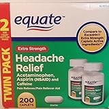 Equate Extra Strength Headache Relief Acetaminophen, Aspirin (NSAID) and Caffeine 200 Caplets