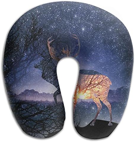 Deer In Space Duplex Print Neck Pillow Travel Pillow