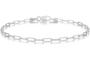 NOMETO 925 Sterling Silver Paperclip Chain Bracelet 3/4/5mm Silver Bracelet for Women Men Silver Bracelet 6.5-9 Inches