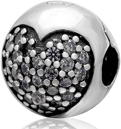 Choruslove Clear Love of My Life Clip Charm with Zircon Stone Authentic 925 Sterling Silver Lock Stopper Bead for Compatible Brand Bracelet