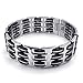 KONOV Wide Mens Bangle Bracelet, Stainless Steel Rubber, Black Silver