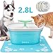 BAYKA Cat Water Fountain, 2.8L Automatic Pet Water Fountain Dog Water Dispenser with 3 Replacement Filters 1 Silicone Mat for Cats and Small to Medium Dogs