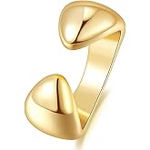 KOOLFIN 14K Gold Non Tarnish Rings for Women Gold Band Rings Woman Open Design Fluidity of Modern Style 5-9