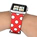 Sport Band for Apple Watch 38mm 42mm, iWatch Strap Replacement with Polka Dot Floral Print Leather Bracelet Wristband for Apple Watch Series 3，2，1, NIKE+, Hermes, Edition (Red white polka dot, 38mm)