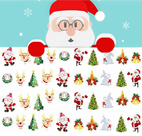 BTArtbox 1 pc Christmas Water Transfer Nail Sticker 3D Nail Decal - Patten Type: Santa Claus, Christmas tree, Snowman - Great for Christmas Gift