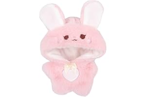 niannyyhouse 10cm Plush Doll Clothes Loose Onesies Penguin Rabbit Bear Fox Pig Bodysuit Doll Dress Up (Pink)