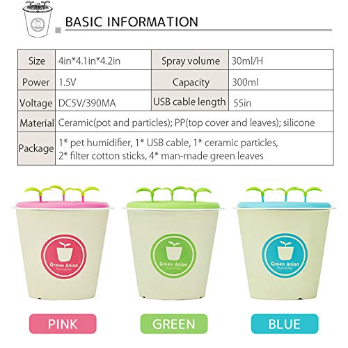 WINGOFFLY Ceramic Anion Reptile Humidifier for Turtle Lizard Pet Plant Fogger Terrarium Tank Humidifier for Amphibians Leopard Gecko Pink - Thumbnail 3